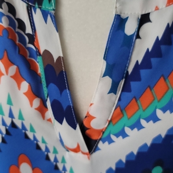 Cato multicolored v-neck chevron tunic - Picture 3 of 8